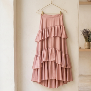 Faldilla llarga de volants | Maxi faldilla rosa fins al terra