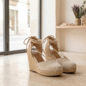 Espardenyes de falca Estel en davant beige clar