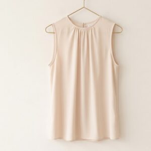 Top sense mànigues Lyra | Blusa amb coll prisat en color crema